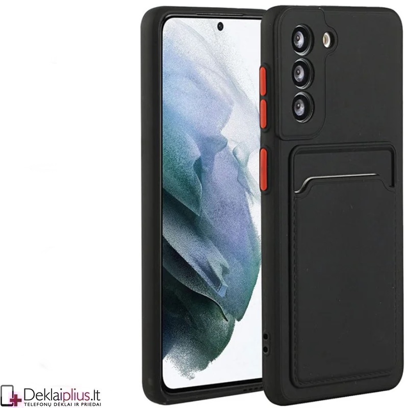 Guminis dėklas su kišenėle - juodas (Samsung S23) Guminis dėklas su kišenėle - juodas (Samsung S23)
